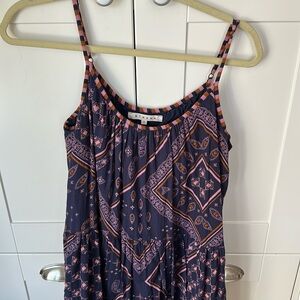 XIRENA Navy/purple/brown tiered long dress